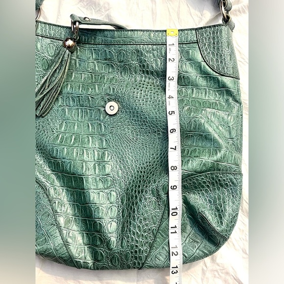 Sag Harbor Teal Crocodile-Embossed Women's Bag Purse - Picture 8 of 14
